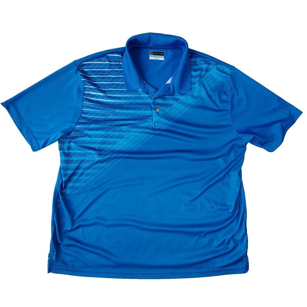 PGA TOUR Airflux Polo Shirt Men XXL Blue Striped Golf Performance Short Sleeve